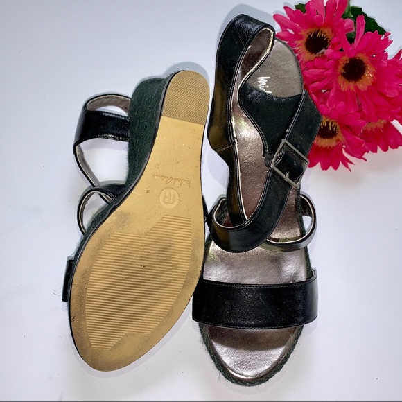 Michael Antonio Black Strapped Wedges Shoes Sz 10 - Picture 4 of 4
